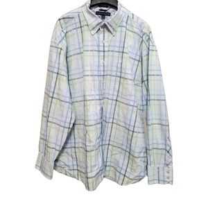 Tommy Hilfiger Men's Plaid Shirt - Blue and Green